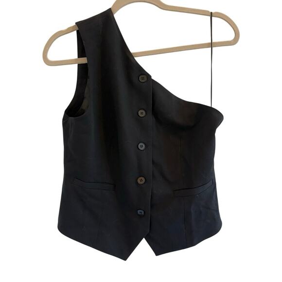 FORE Sz M Black One Shoulder Button Up Office Siren Career Suit Vest Classic - Picture 3 of 9